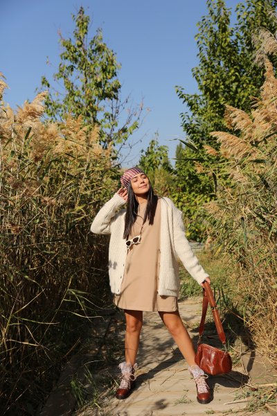 İki Cep Detaylı Oversize Uzun Sweat