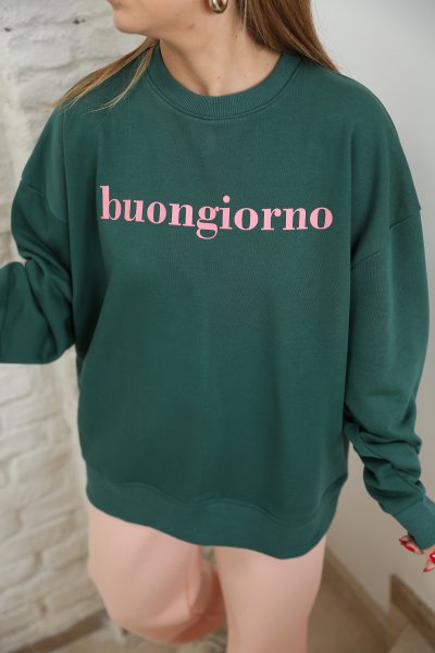 Buongiorno Yazı Baskılı Oversize Sweatshirt