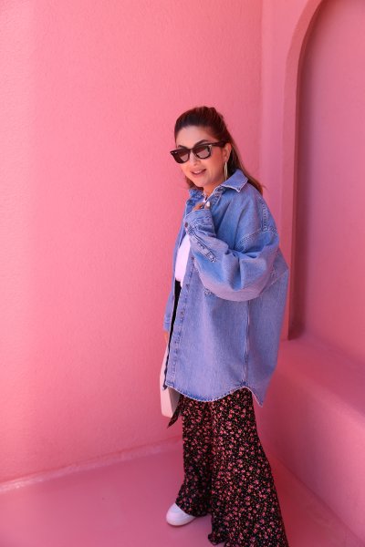 Oversize Çıtçıt Düğmeli Kot Ceket