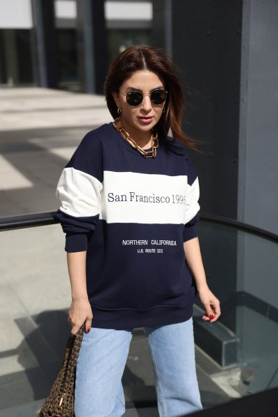Sweat Vintage SAN FRANCISCO CALIFORNIA BEACH CLUB 1986 - Taille L - Coton USA