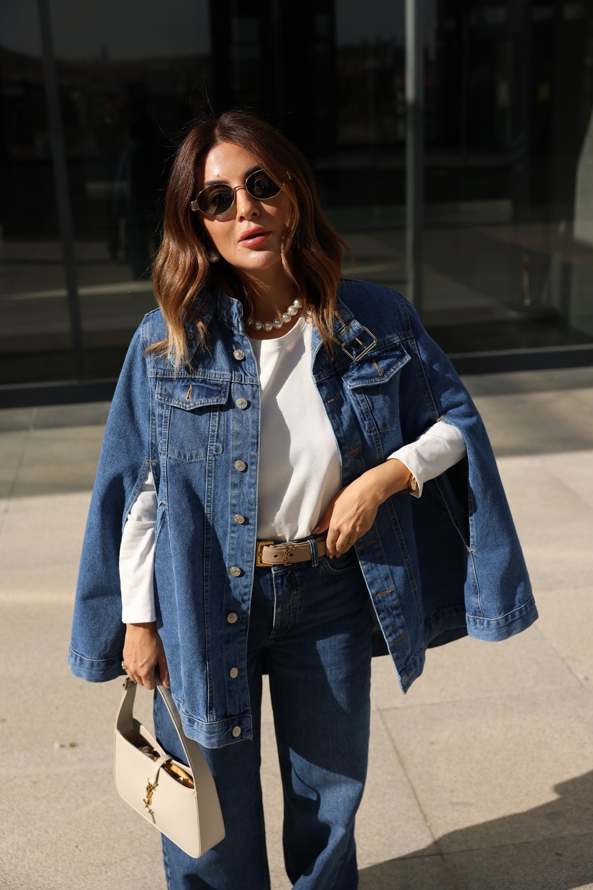 Yaka Kemer Detay Tasarım Denim Panço | Özge Özgenç