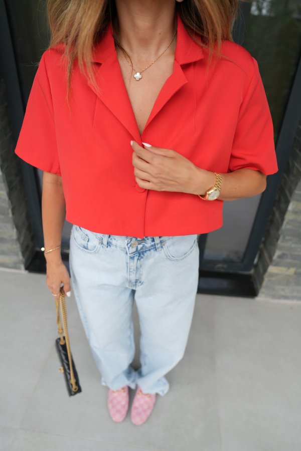 Tek Düğmeli Vatkalı Crop Ceket