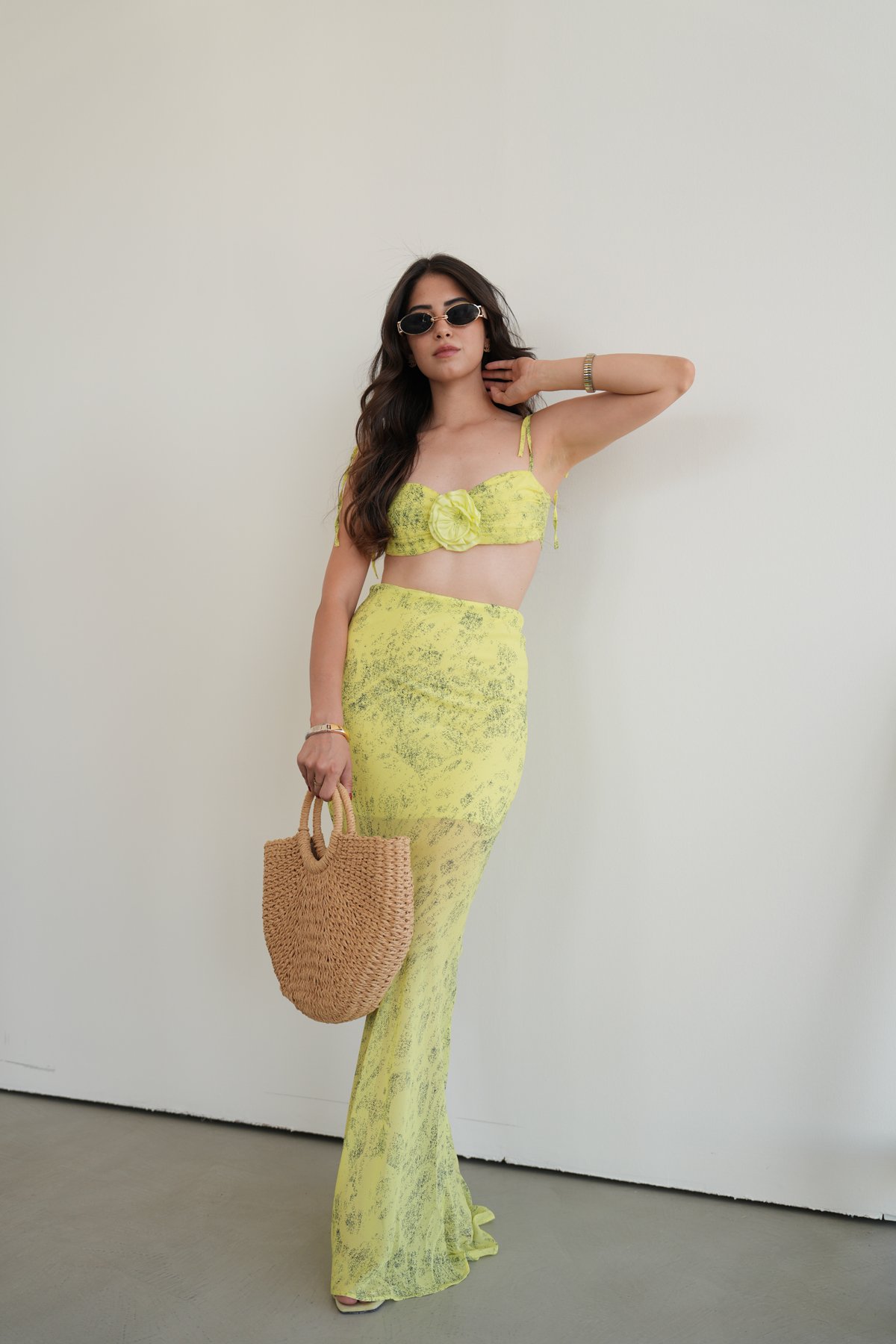 Desenli Büstiyer Etek Takım