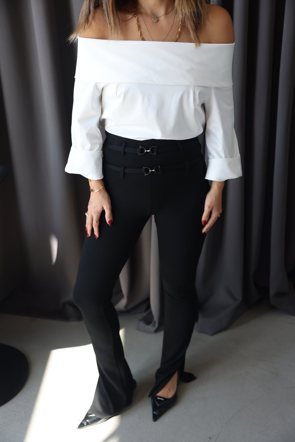 Ö.Ö.Madonna Yaka Kapri Kol Saten Bluz