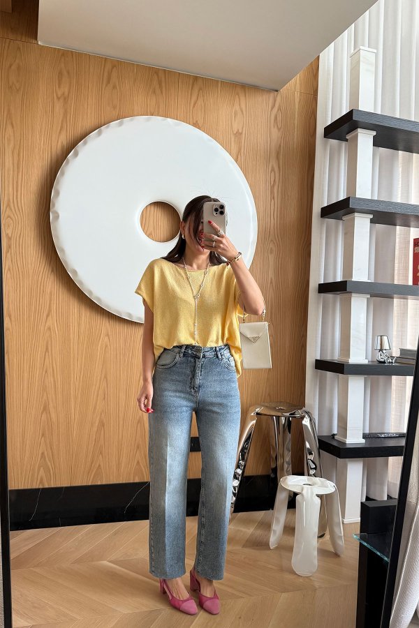 Paçası Kesik Straight Fit Jean