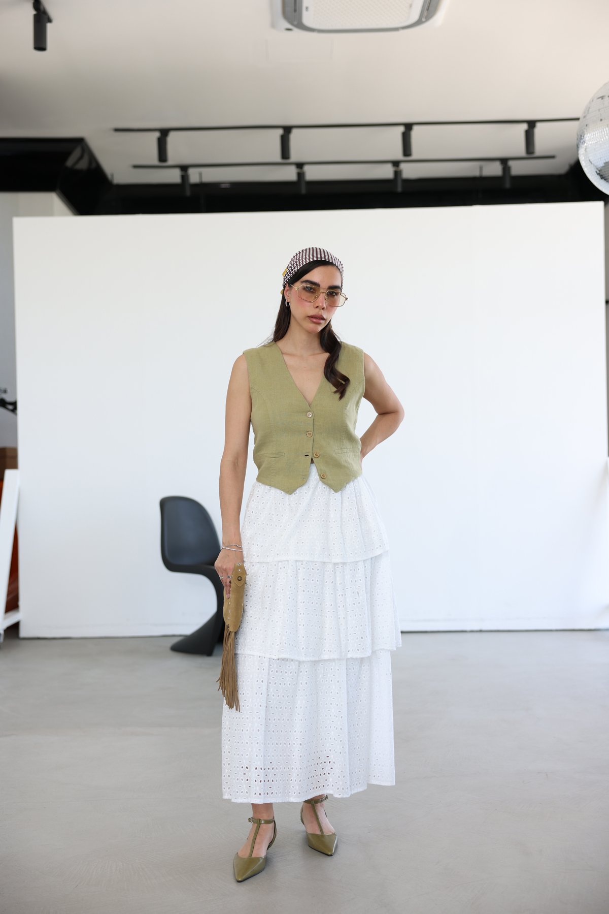 Kat Kat Uzun Güpür Etek