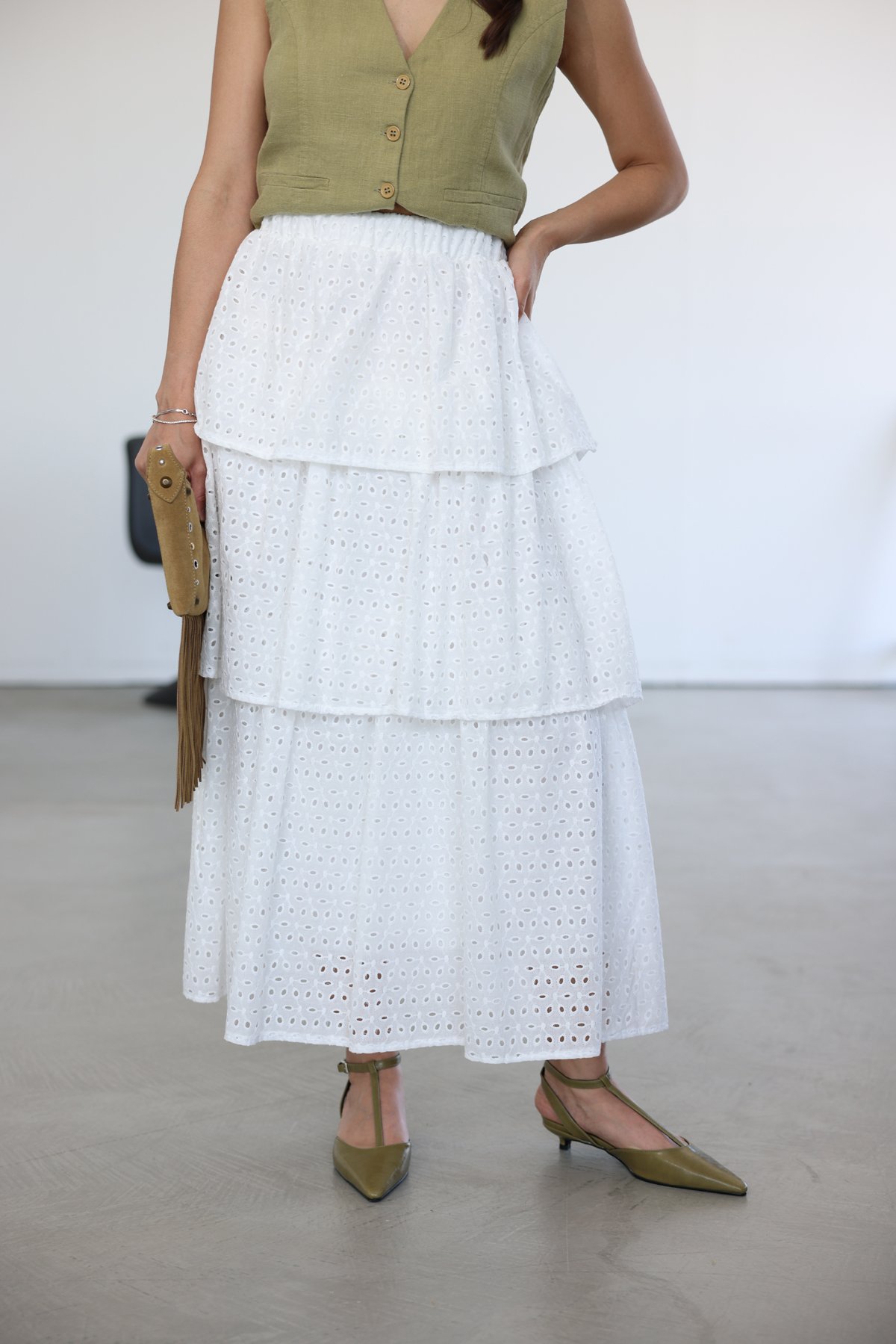 Kat Kat Uzun Güpür Etek