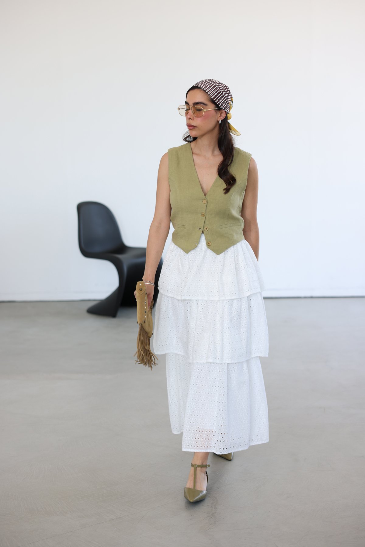 Kat Kat Uzun Güpür Etek