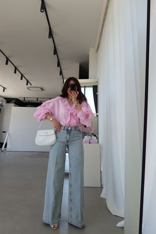 Geniş Paça Eskitme Jean