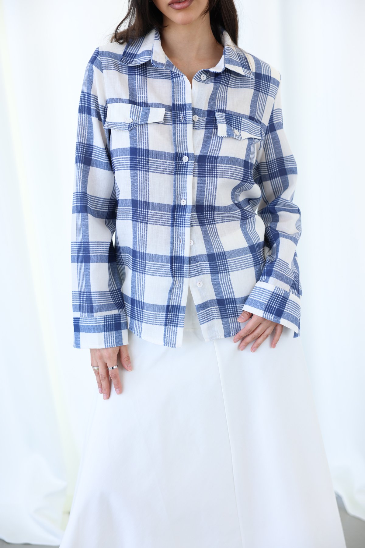 Omuzu Vatkalı Ekoseli Gömlek