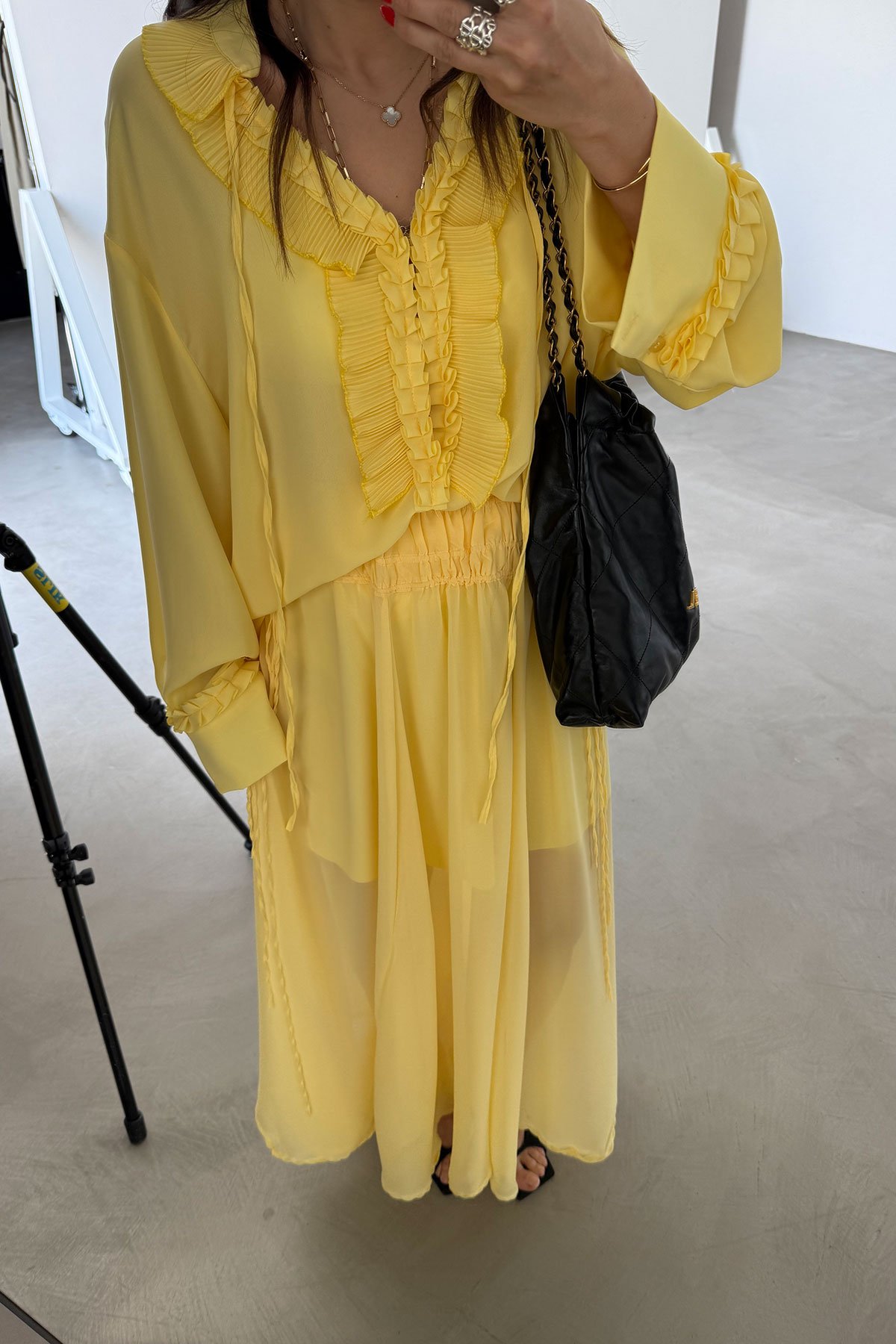 Yanı Yırtmaçlı Şifon Etek