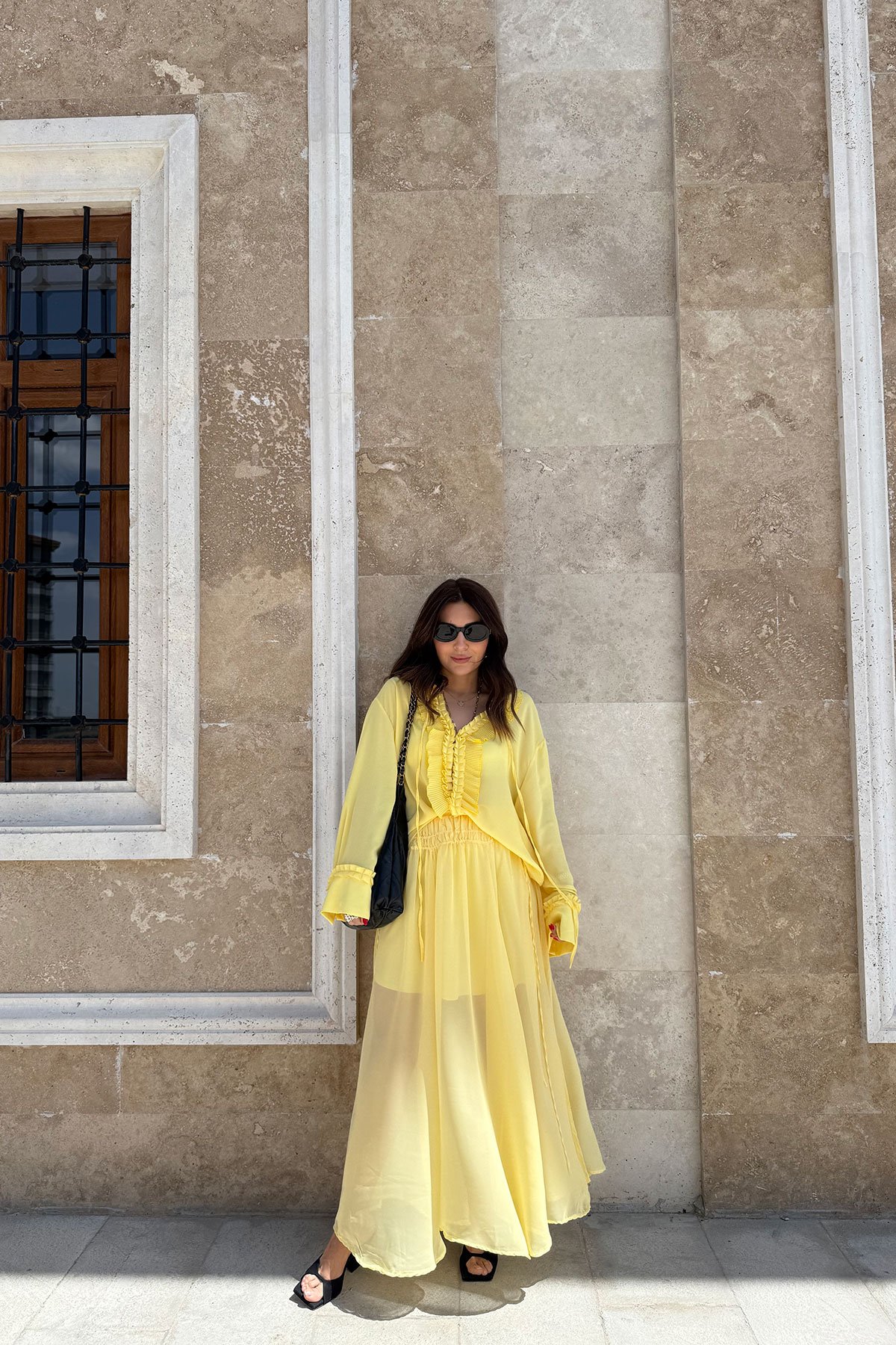 Yanı Yırtmaçlı Şifon Etek