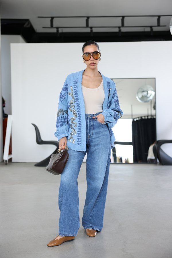 Nakış Ve Pul İşlemeli Kimono