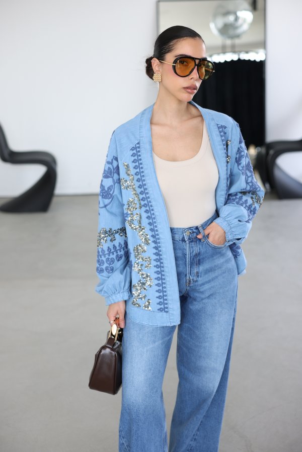 Nakış Ve Pul İşlemeli Kimono