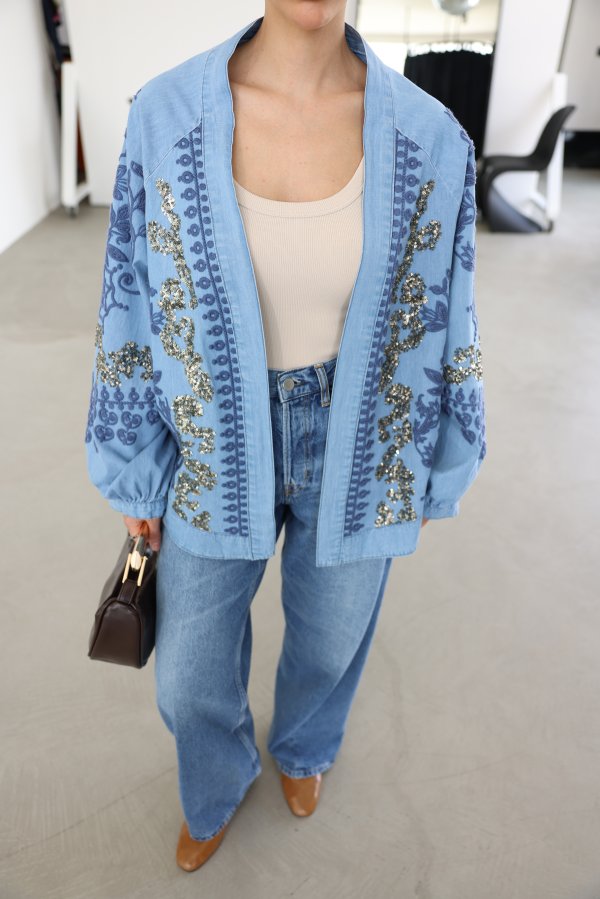 Nakış Ve Pul İşlemeli Kimono