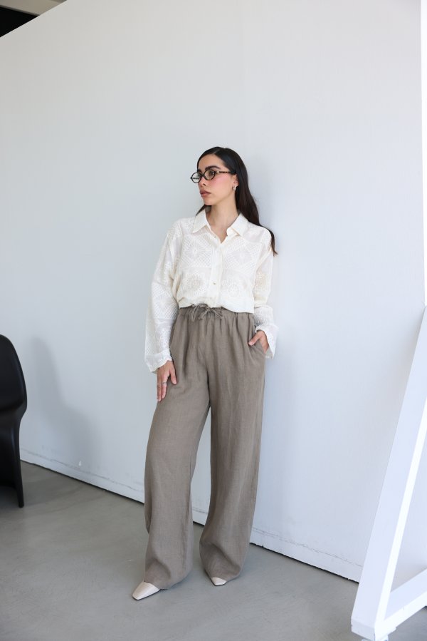Beli Lastikli Rahat Keten Pantolon