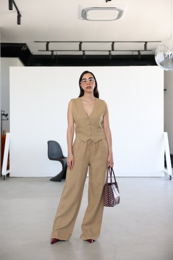 Beli Lastikli Rahat Keten Pantolon