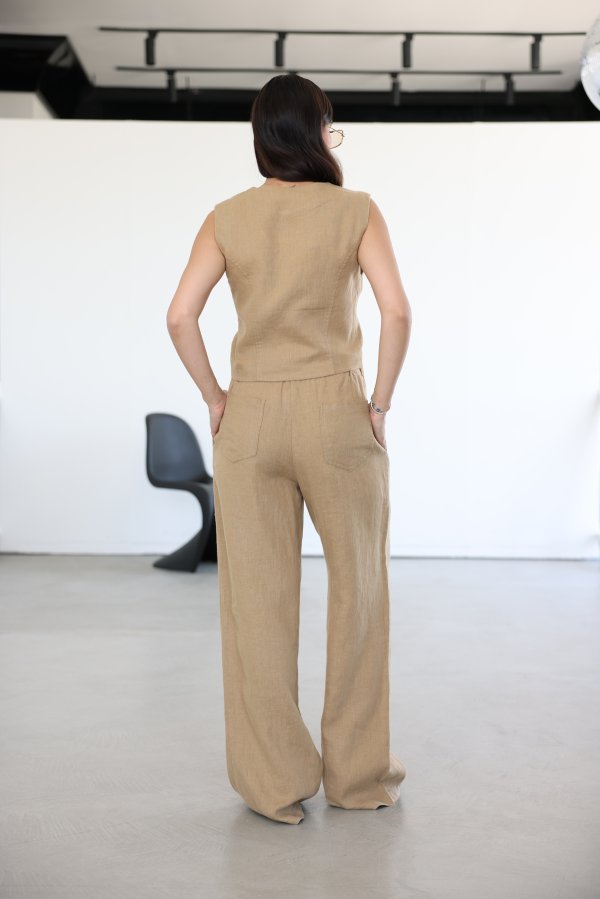 Beli Lastikli Rahat Keten Pantolon