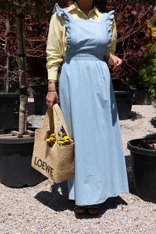 Askılı Maxi Boy Denim Elbise