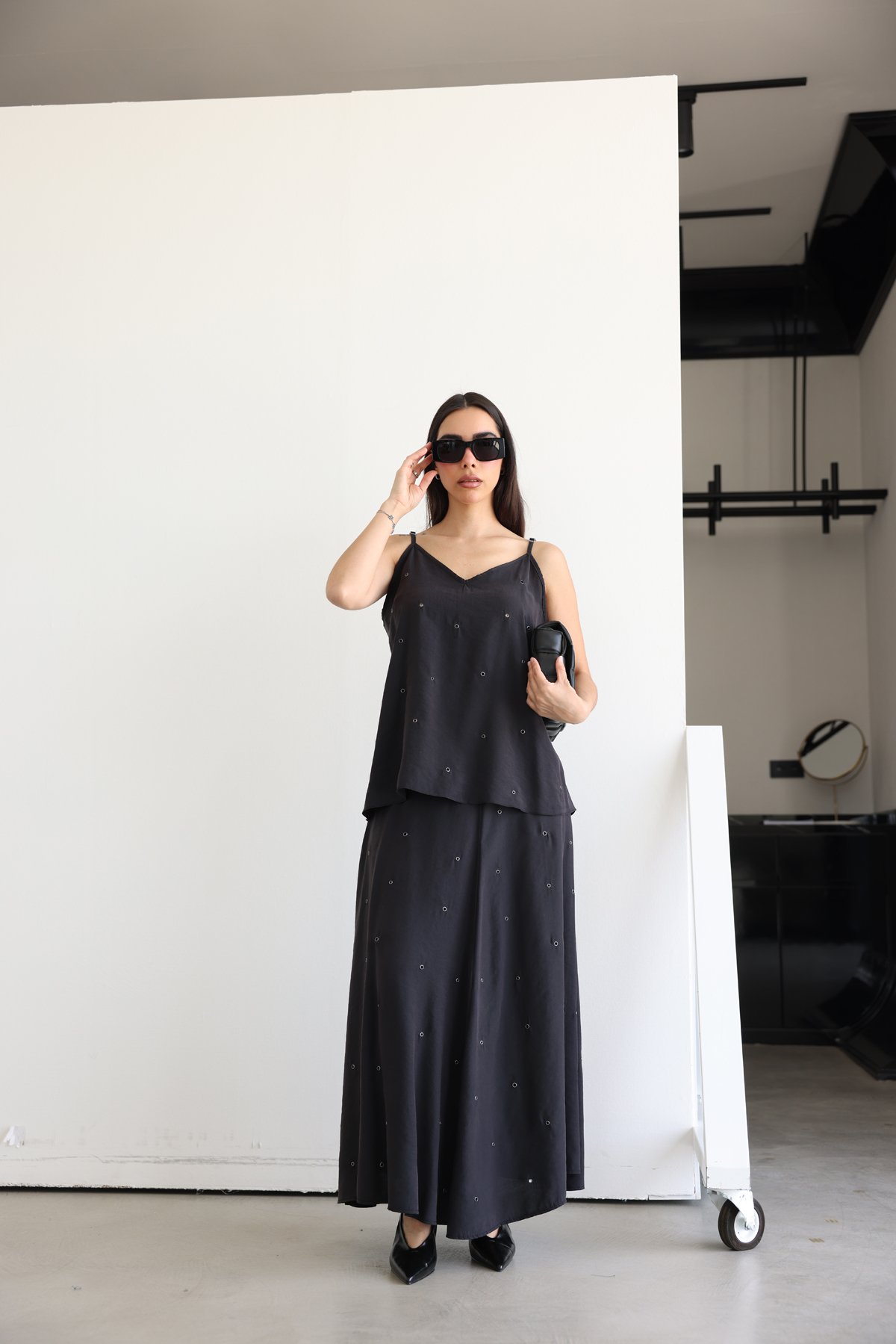 Kuş Gözlü Bluz Etek Takım