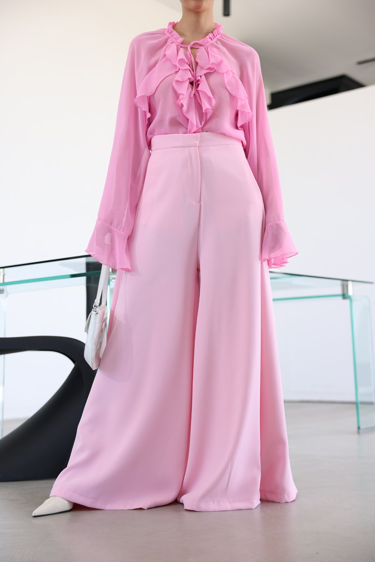 Yüksek Bel Ekstra Bol Paça Pantolon