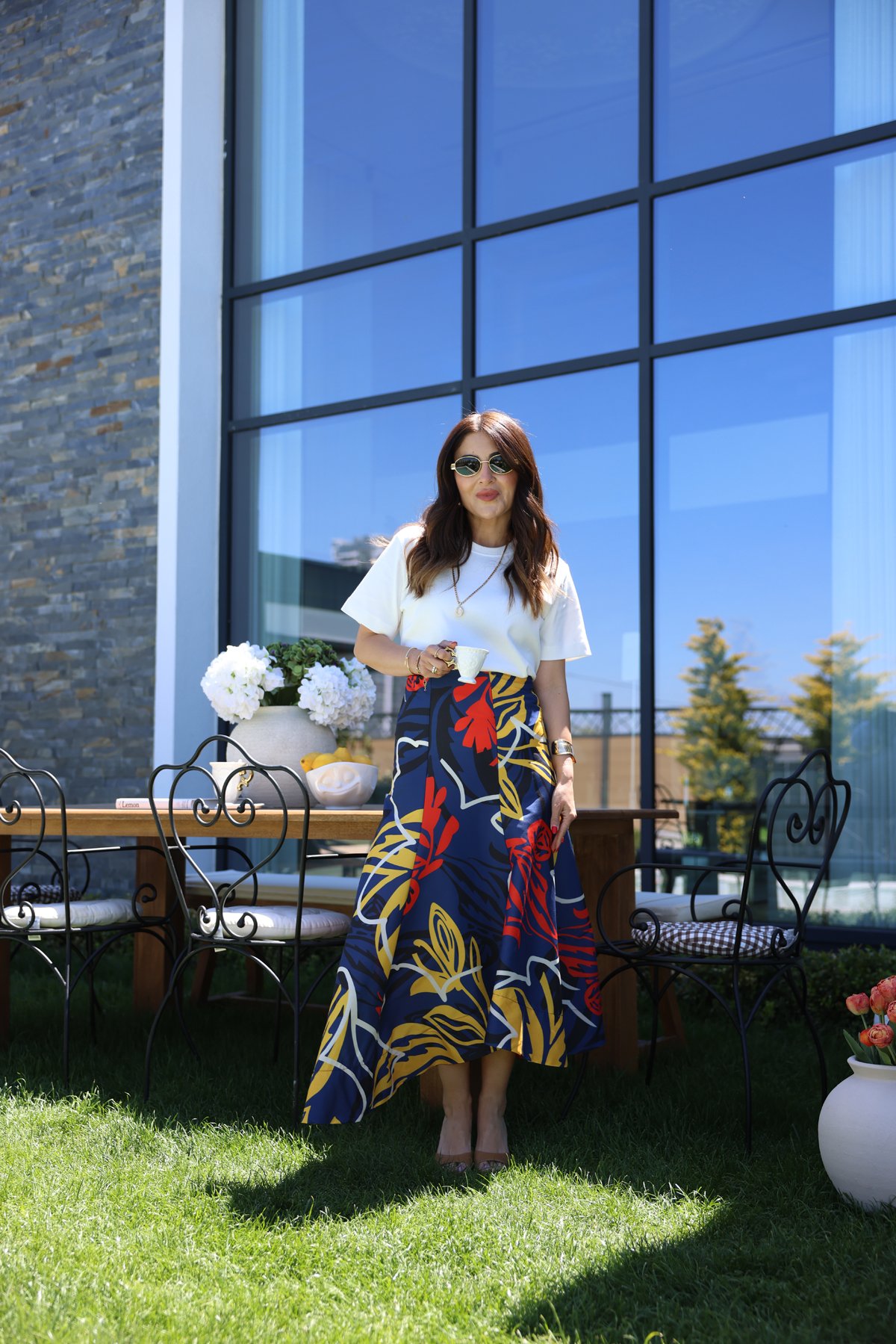 Karışık Desenli Poplin Etek