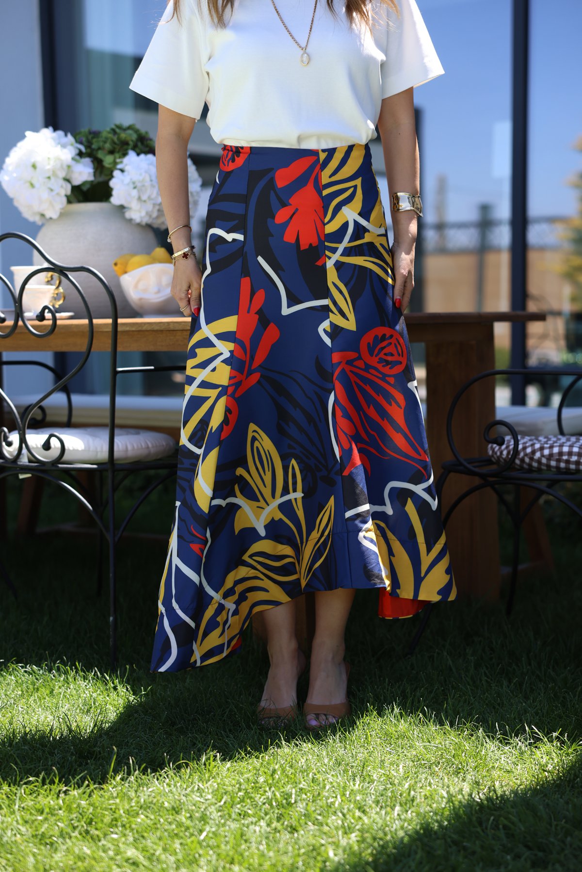 Karışık Desenli Poplin Etek