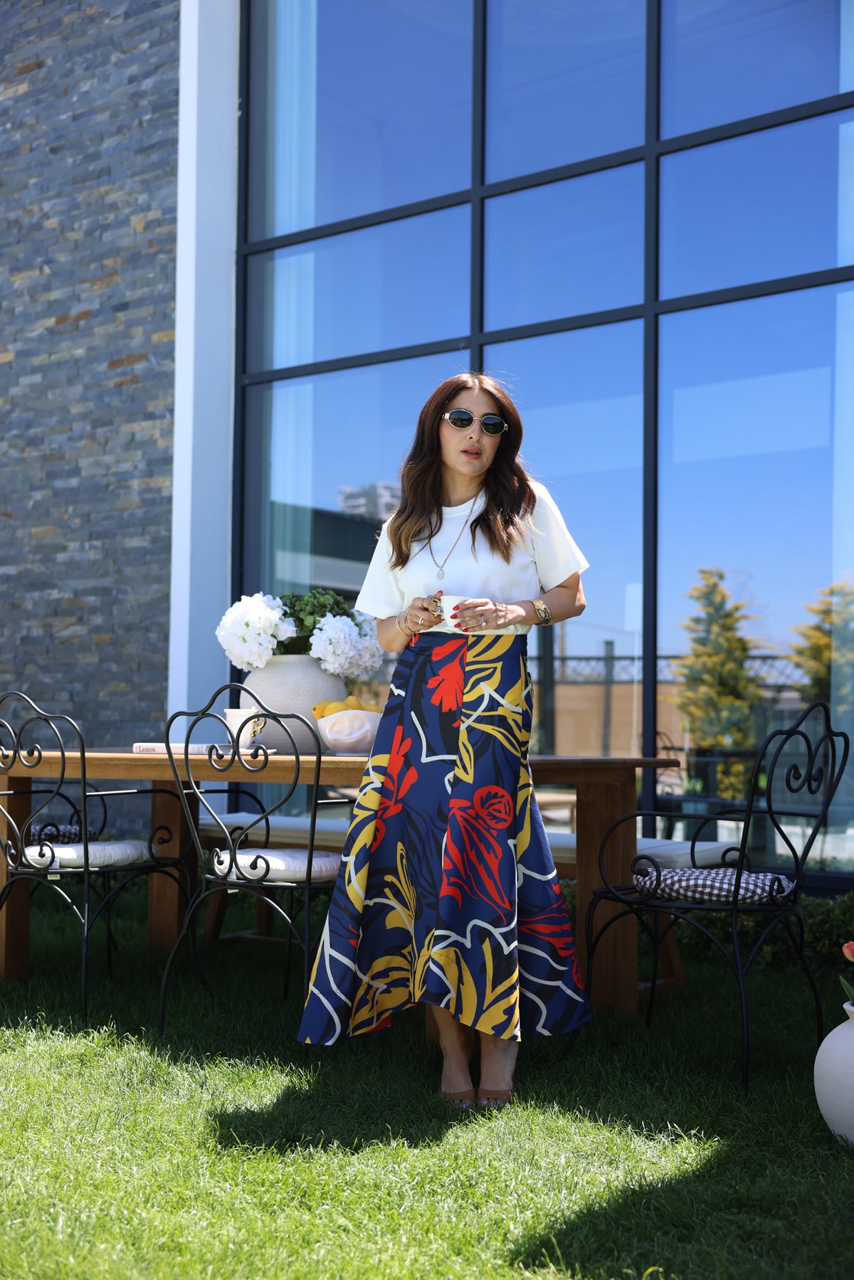 Karışık Desenli Poplin Etek