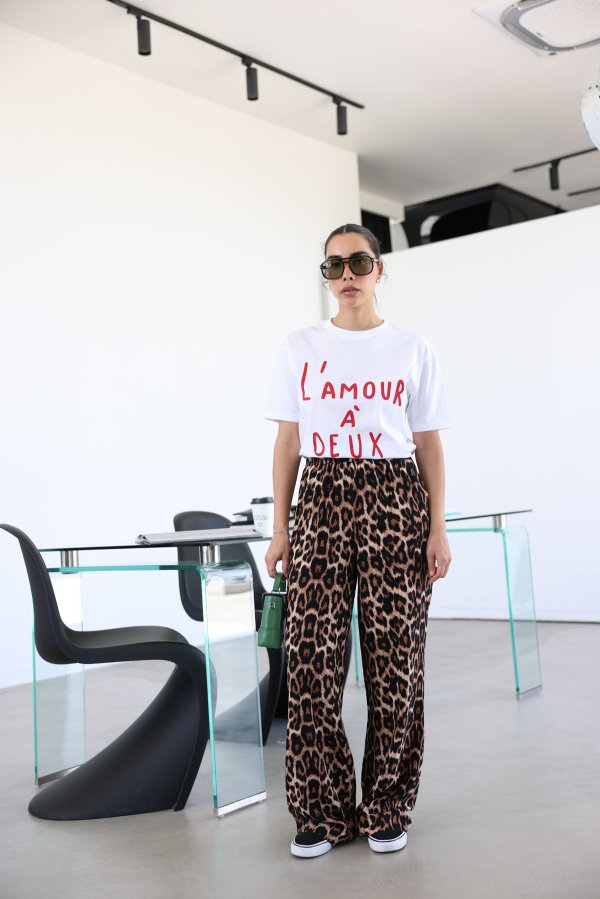 L'amour'A Deux Yazılı Tshirt