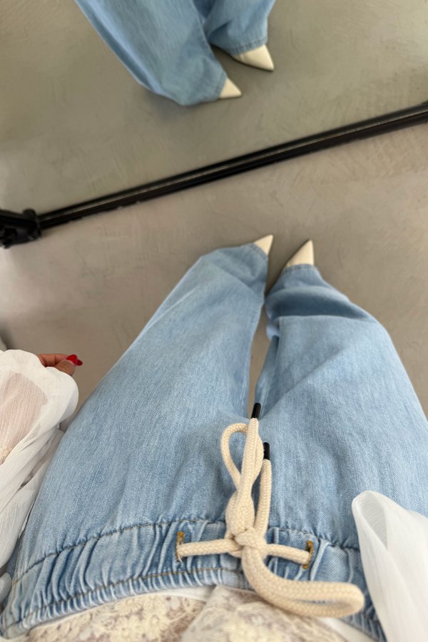 Beli Lastikli Bol Paça Jean