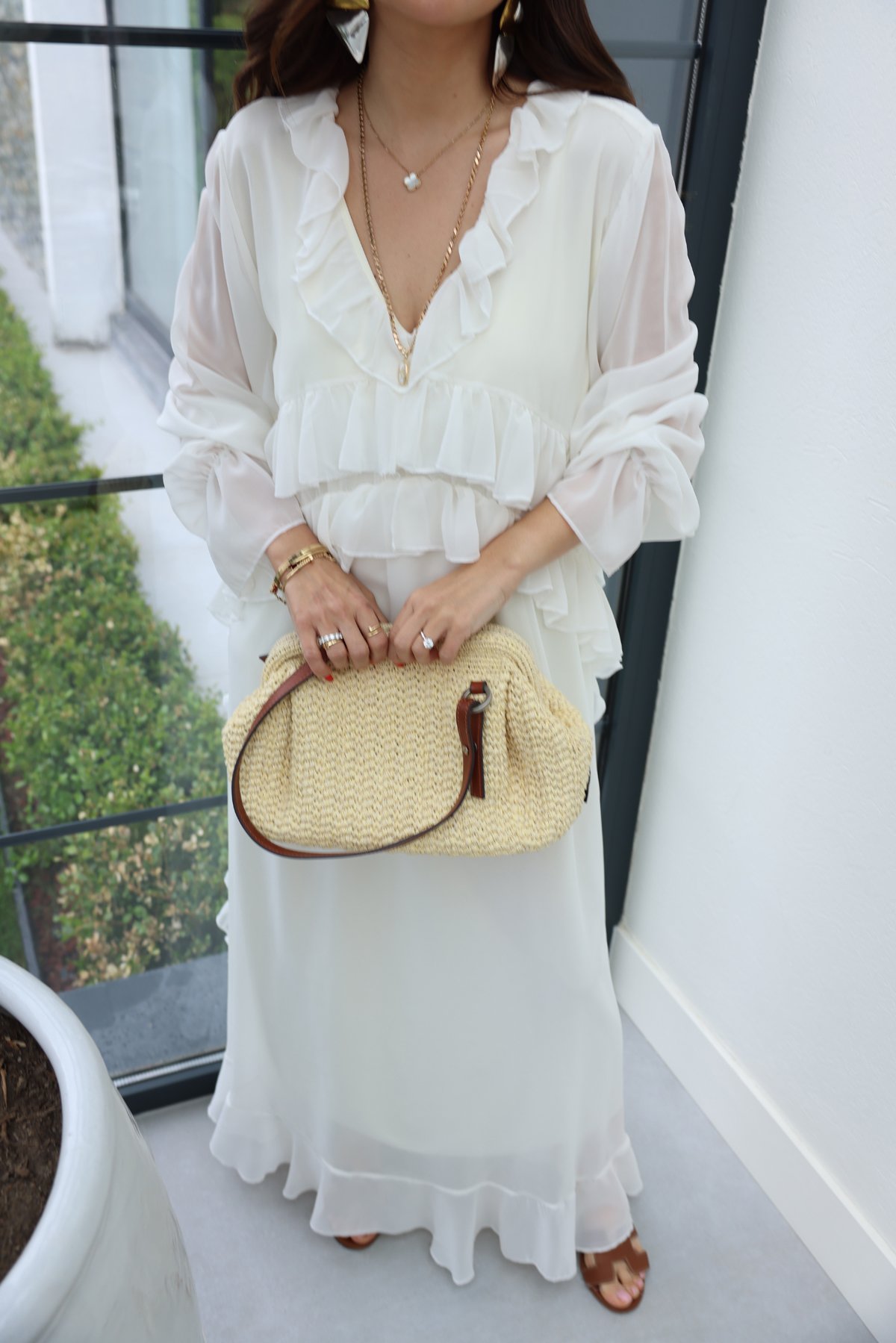 Fırfırlı Şifon Maxi Elbise