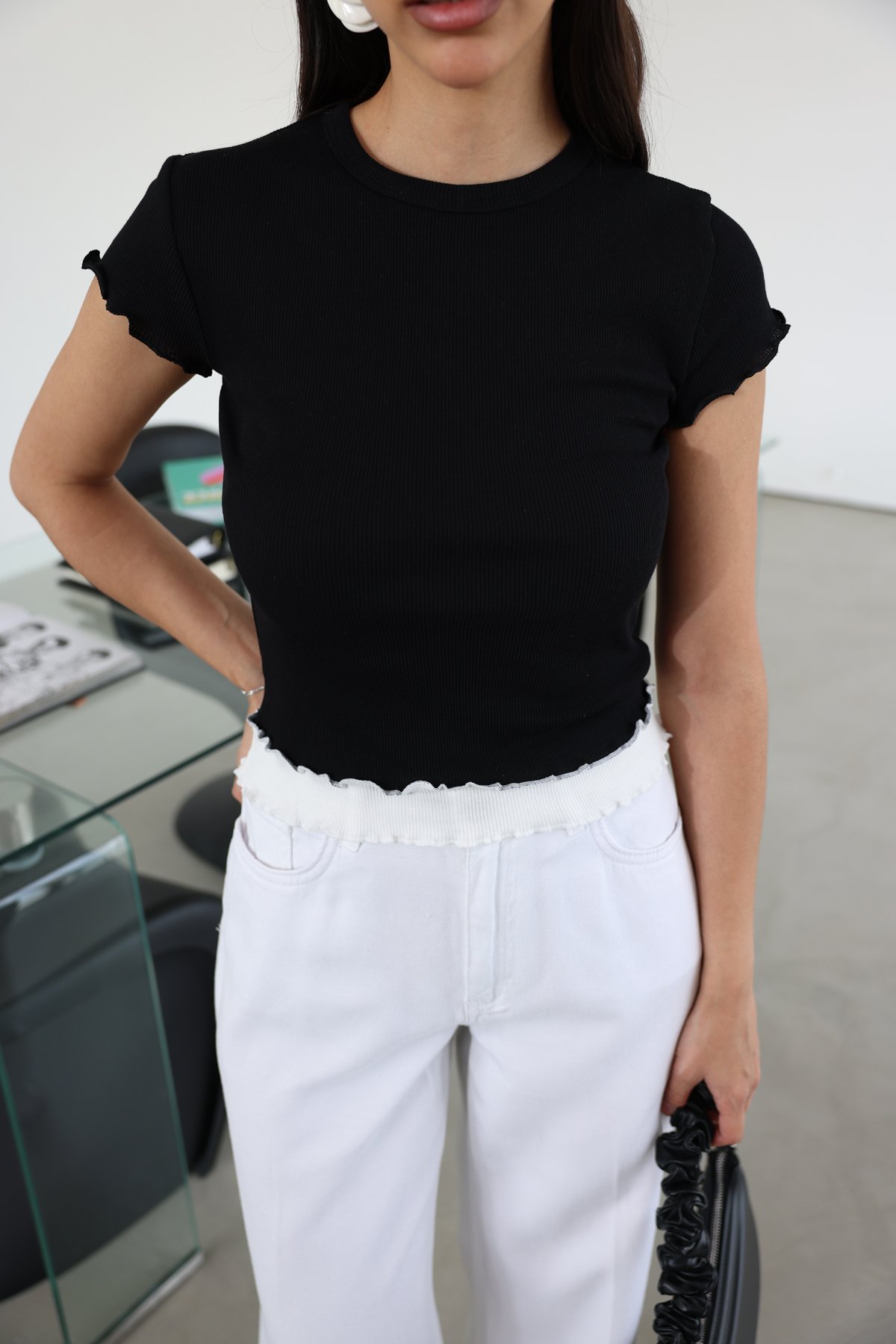 Çift Görünümlü Kısa Kol Bluz