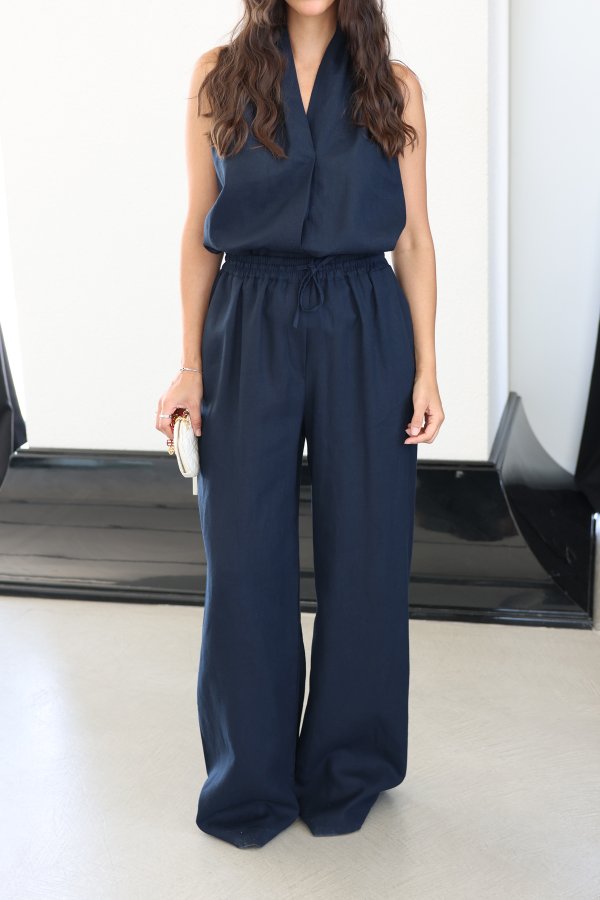 %100 Keten Bluz Pantolon Takım