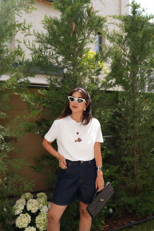 Kalp Nakışlı Oversize Tshirt