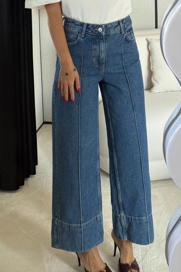 Dikiş Detaylı Crop Jean