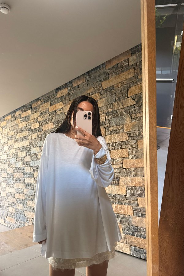 Uzun Kollu Oversize Basic Tshirt