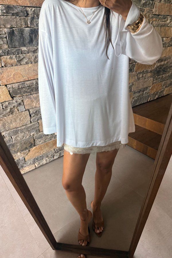 Uzun Kollu Oversize Basic Tshirt