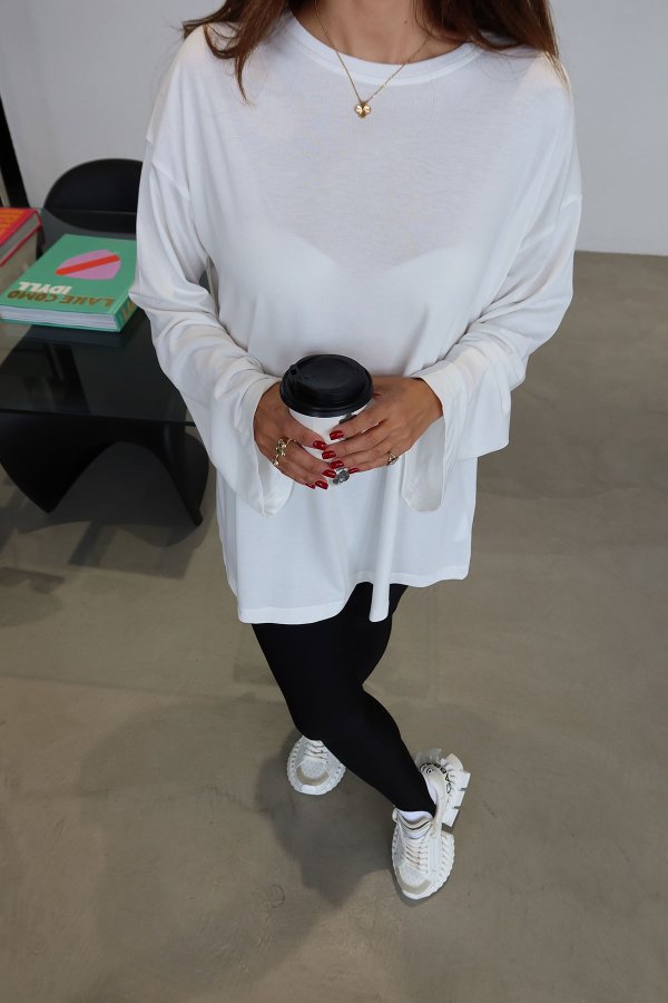 Uzun Kollu Oversize Basic Tshirt