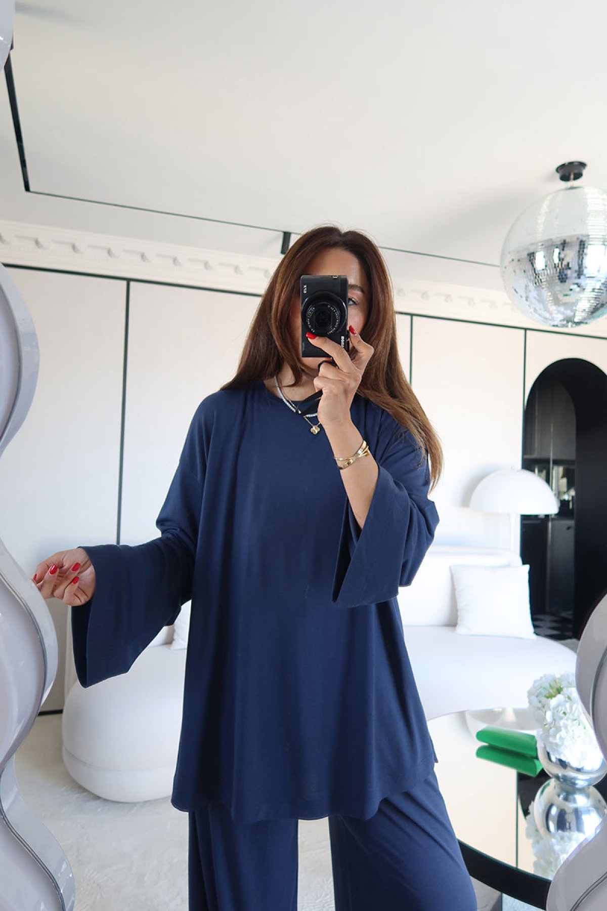 Uzun Kollu Oversize Basic Tshirt