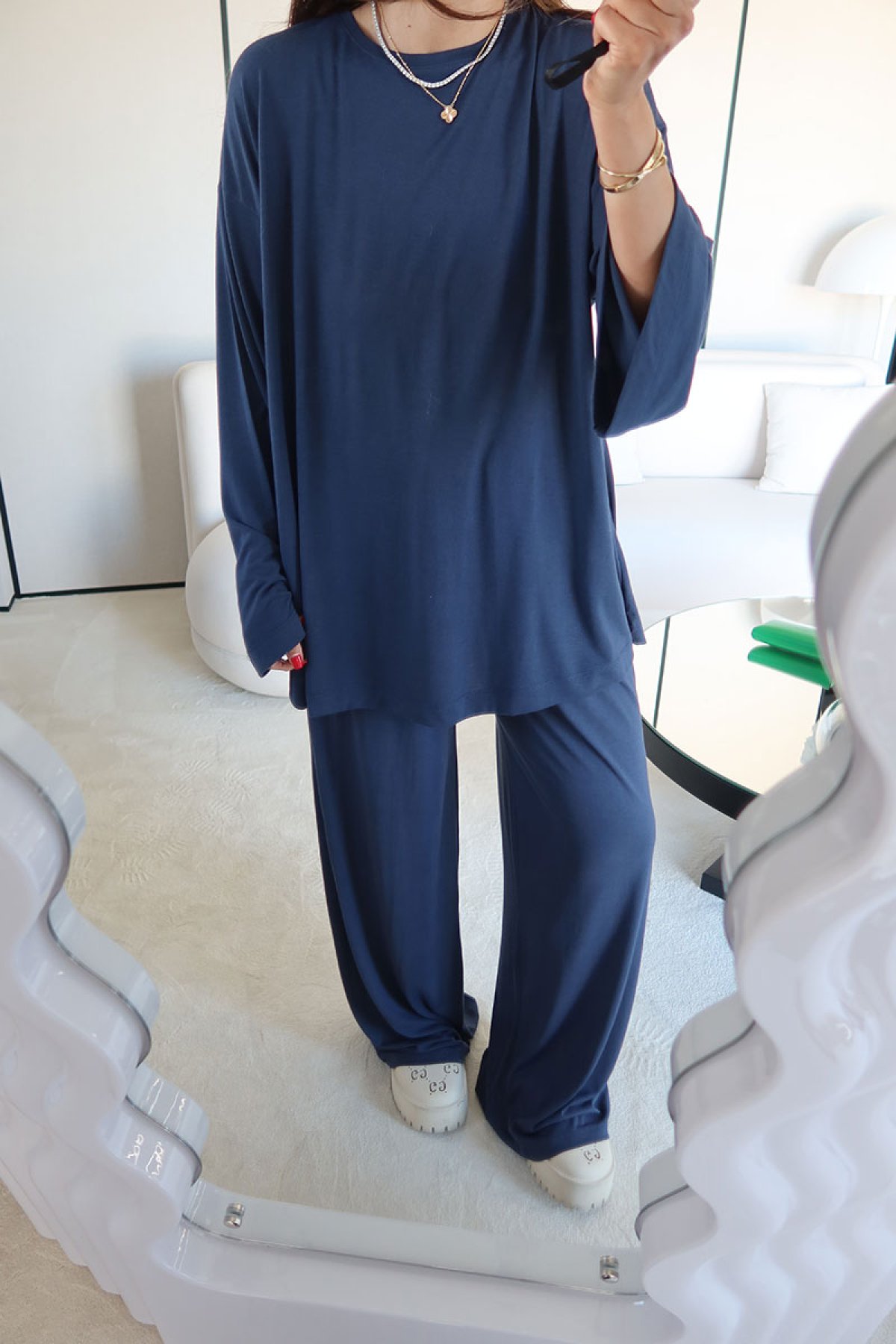 Uzun Kollu Oversize Basic Tshirt