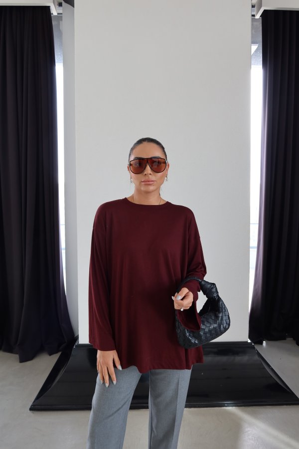 Uzun Kollu Oversize Basic Tshirt