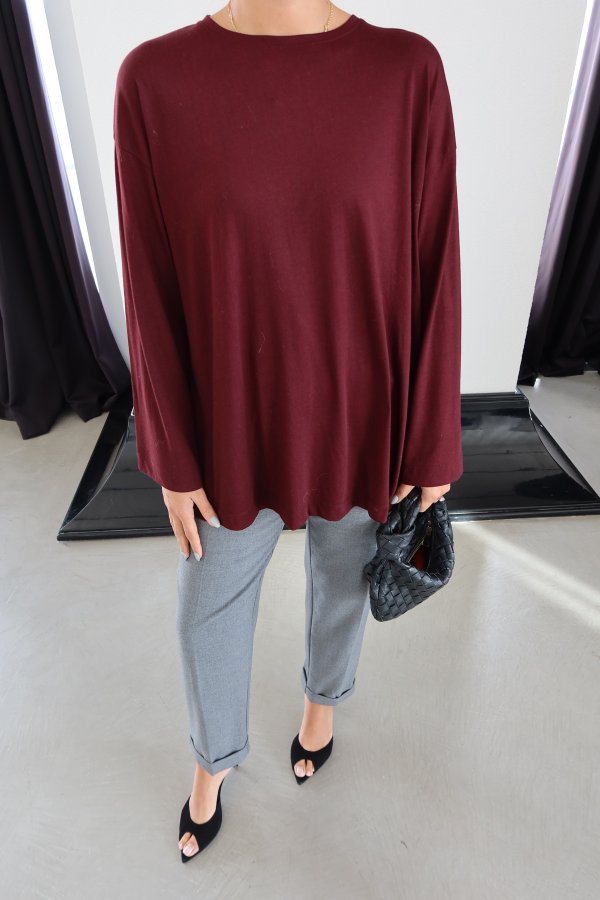 Uzun Kollu Oversize Basic Tshirt