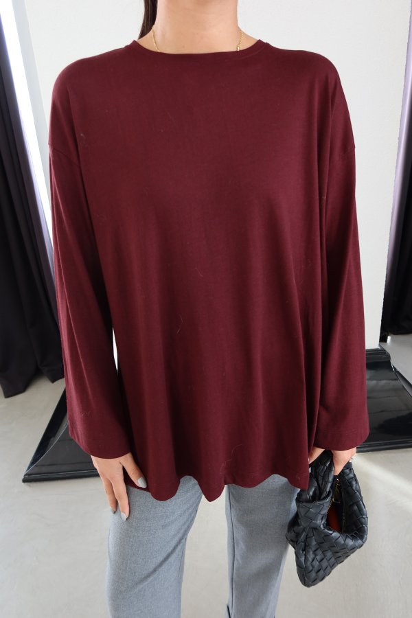 Uzun Kollu Oversize Basic Tshirt