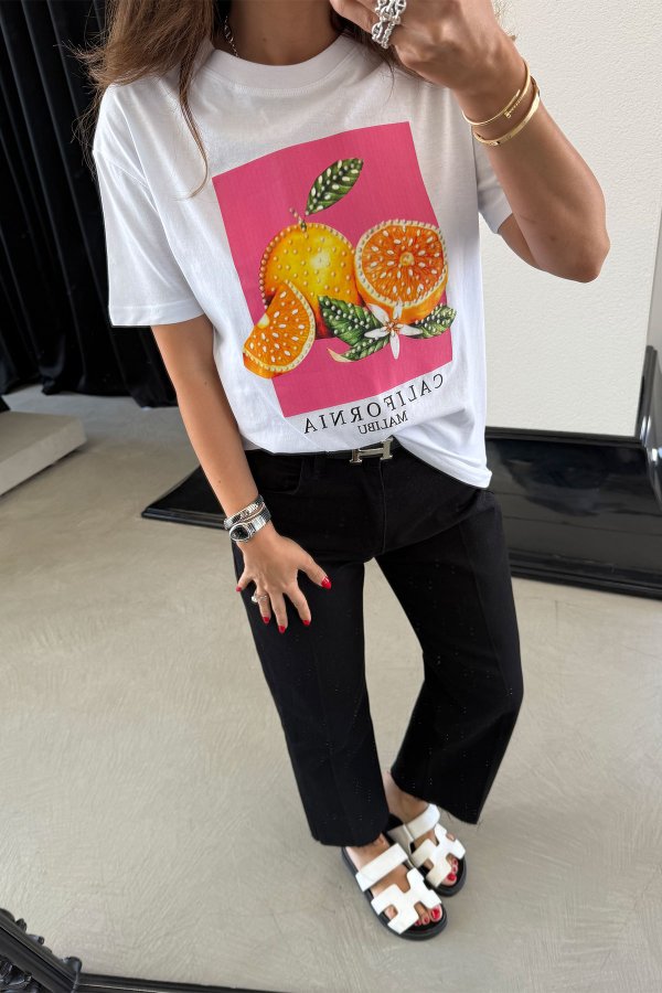Portakal Baskılı Tshirt