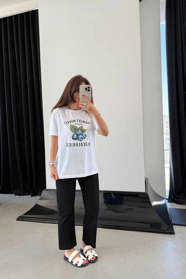 Yaban Mersinli Baskılı Tshirt