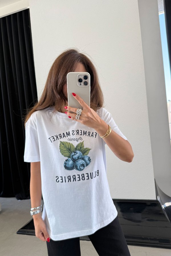 Yaban Mersinli Baskılı Tshirt