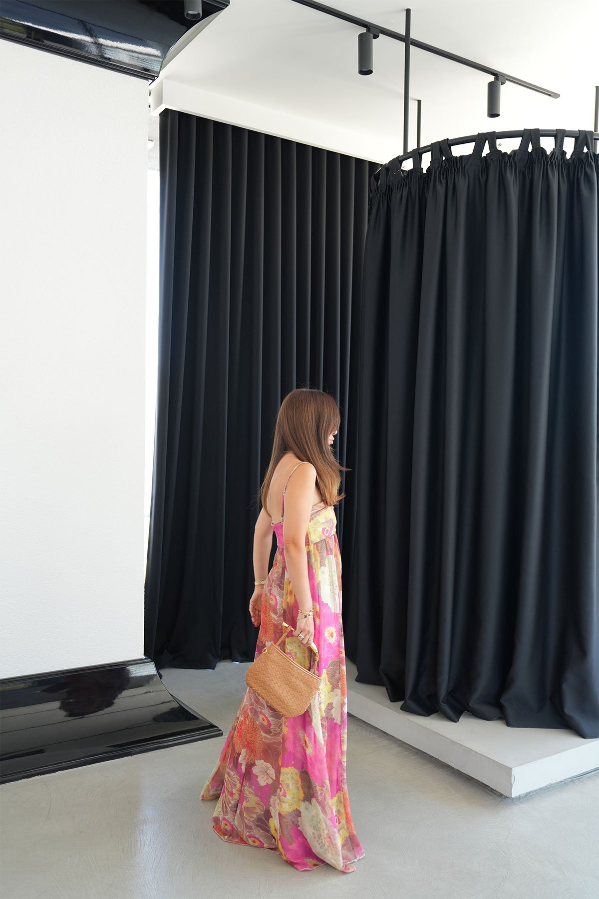 İnce Askılı Çiçek Baskılı Tül Elbise