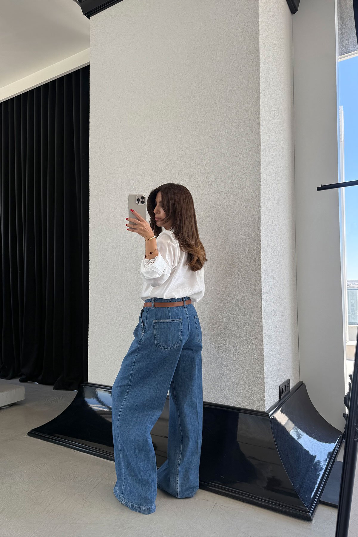 Geniş Kalıp Pensli Jean