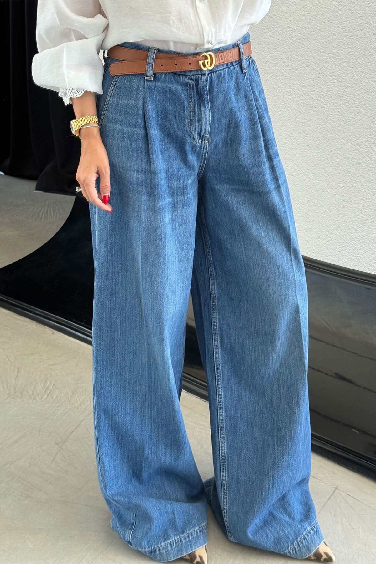 Geniş Kalıp Pensli Jean