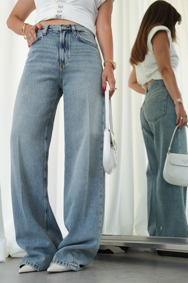 Yıkamalı Wideleg Jean